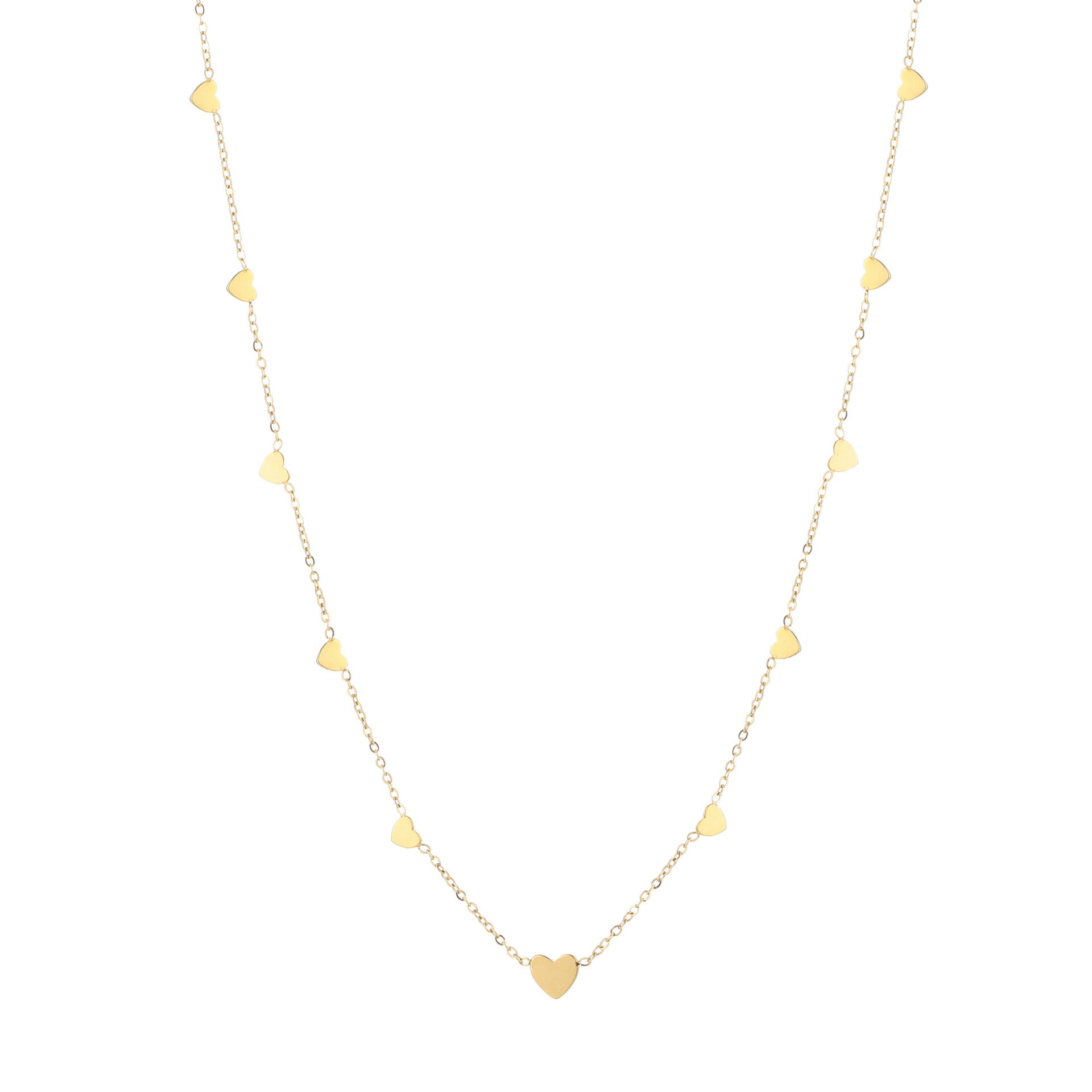 Ketting met hartjes goud