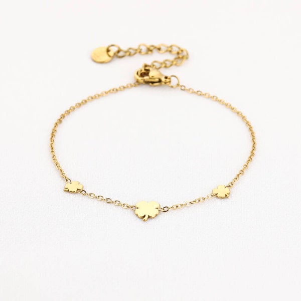 Armband met klavers goud