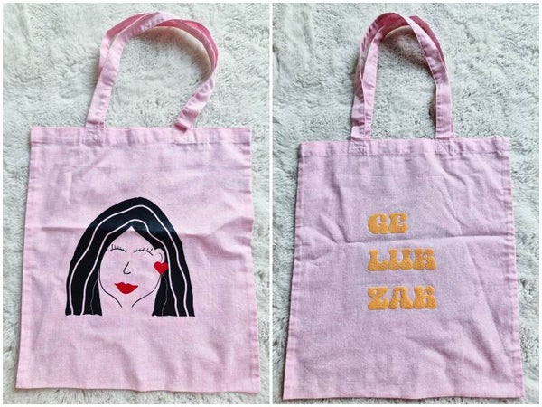 Katoenen tas gezichtje vrouw