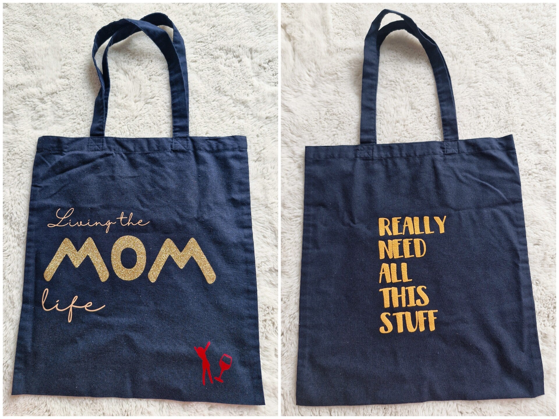 Katoenen tas 'living the mom life'