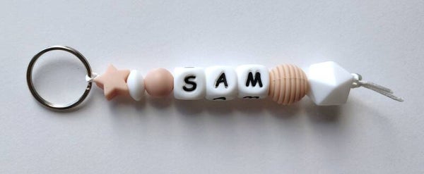 Sleutelhanger licht roze - wit