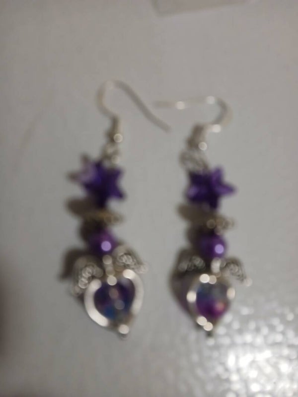 Holiday Christmas Dangle Purple Angel with star