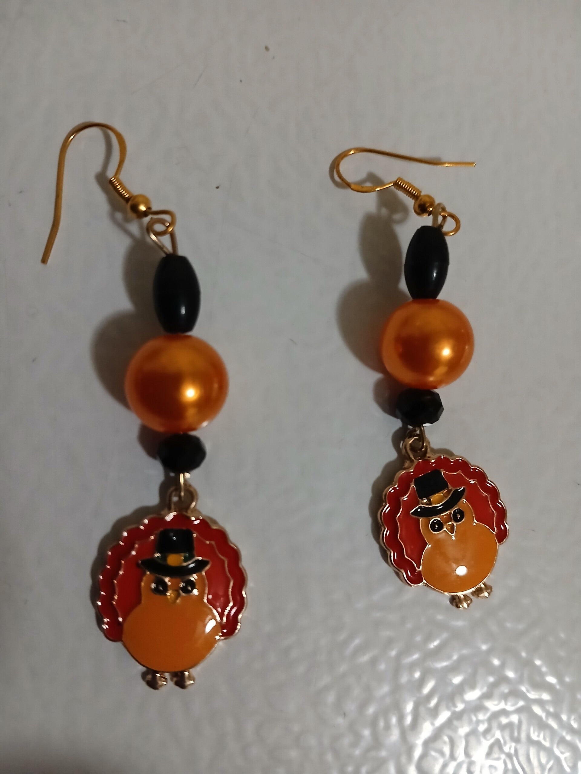 Holiday Thanksgiving Dangle Turkey in Orange with black