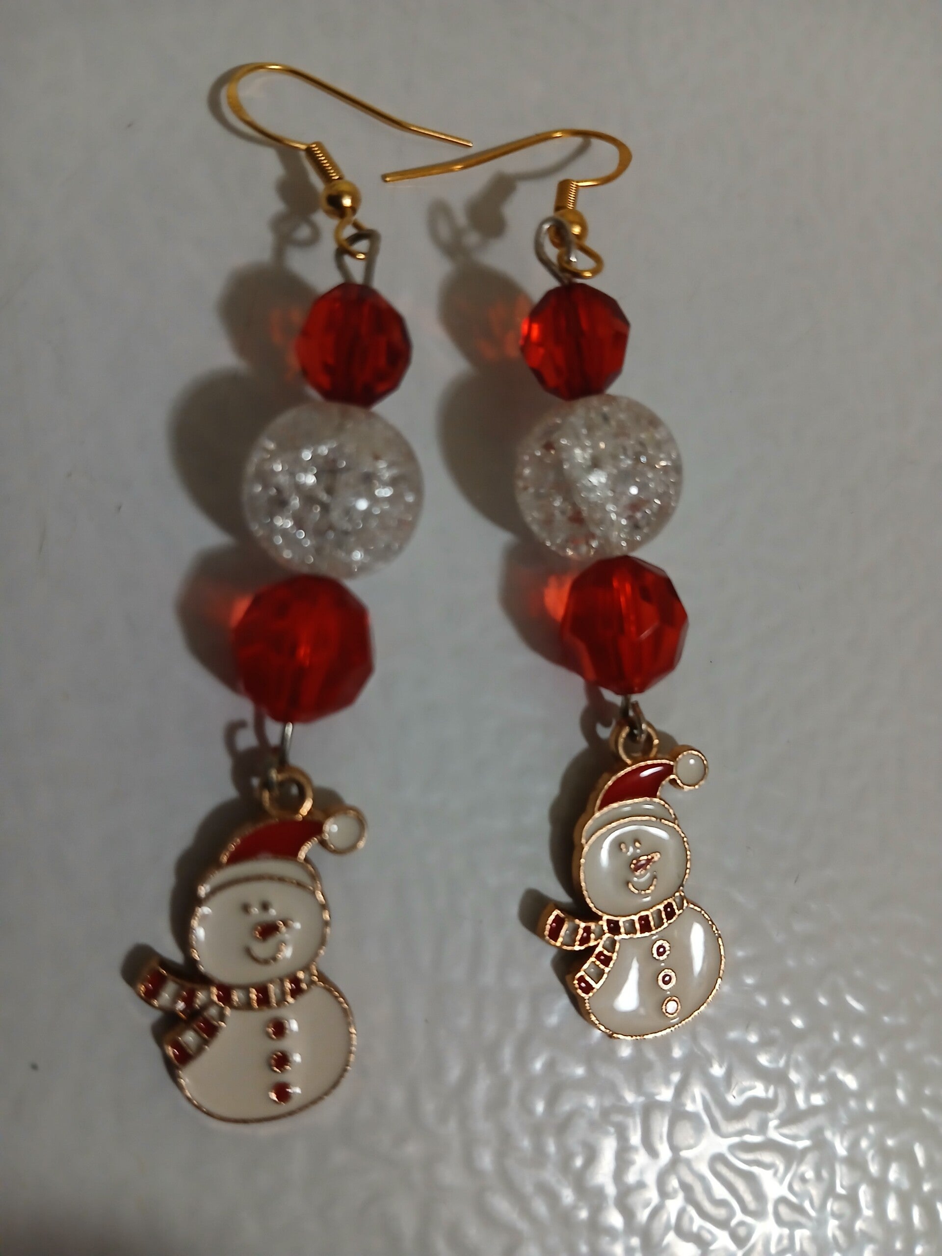 Holiday Christmas Dangle Snowmen Red with ice ball