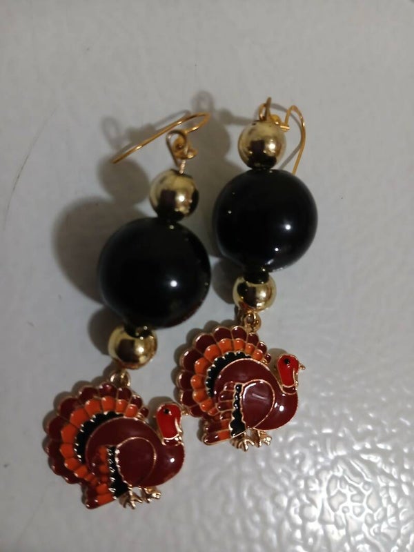 Holiday Thanksgiving Dangle Turkey in Black and Gold