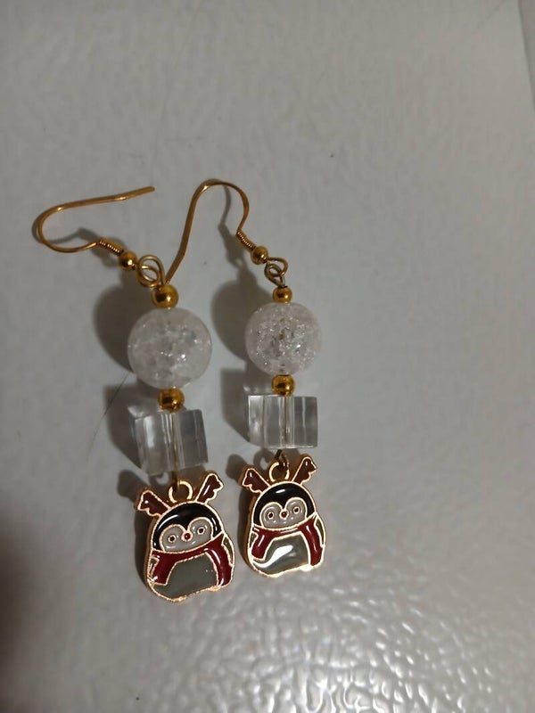 Holiday Christmas Dangle Penguin with Antlers