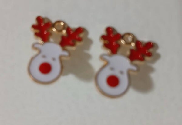Holiday Christmas Posts Reindeer White and Red
