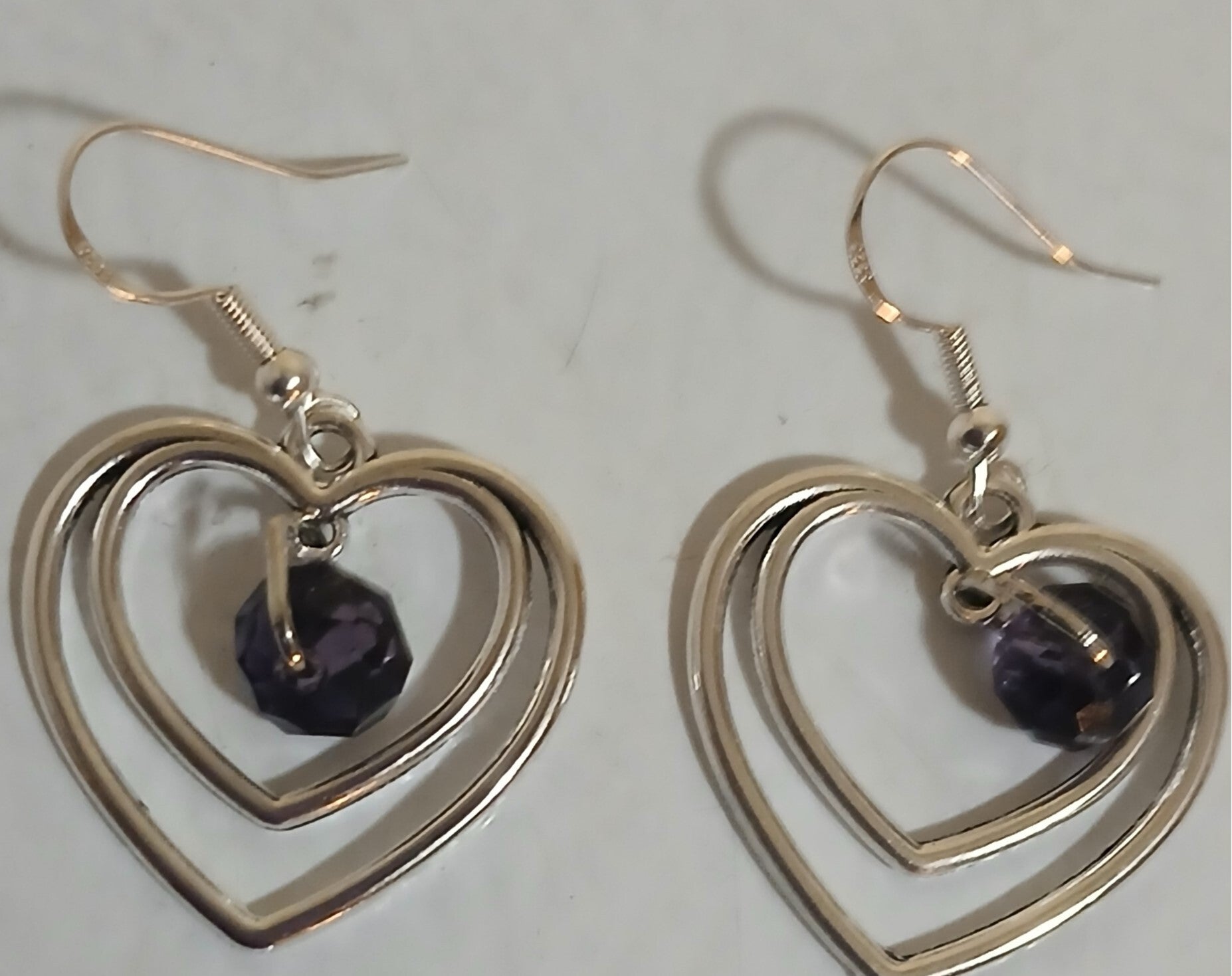 Birthstone February Amethyst Silver Heart