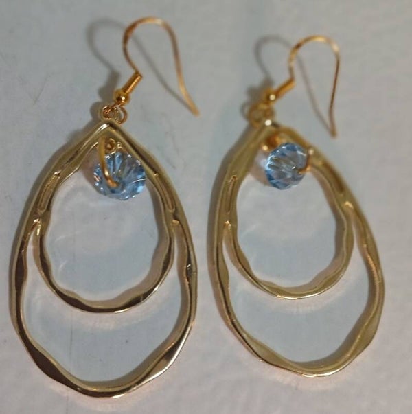 Birthstone 1 December Blue Topaz Gold Hoop