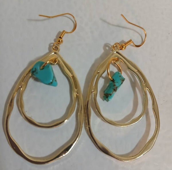 Birthstone 2 December Turquoise Gold hoop