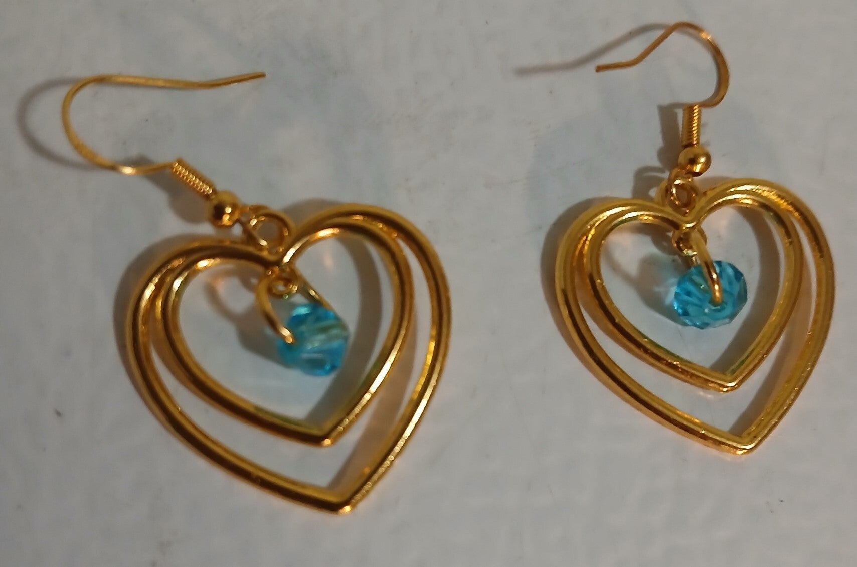 Birthstone March Aquamarine Gold Heart