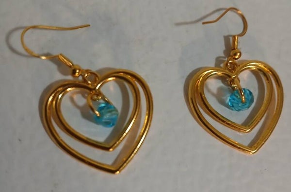 Birthstone March Aquamarine Gold Heart