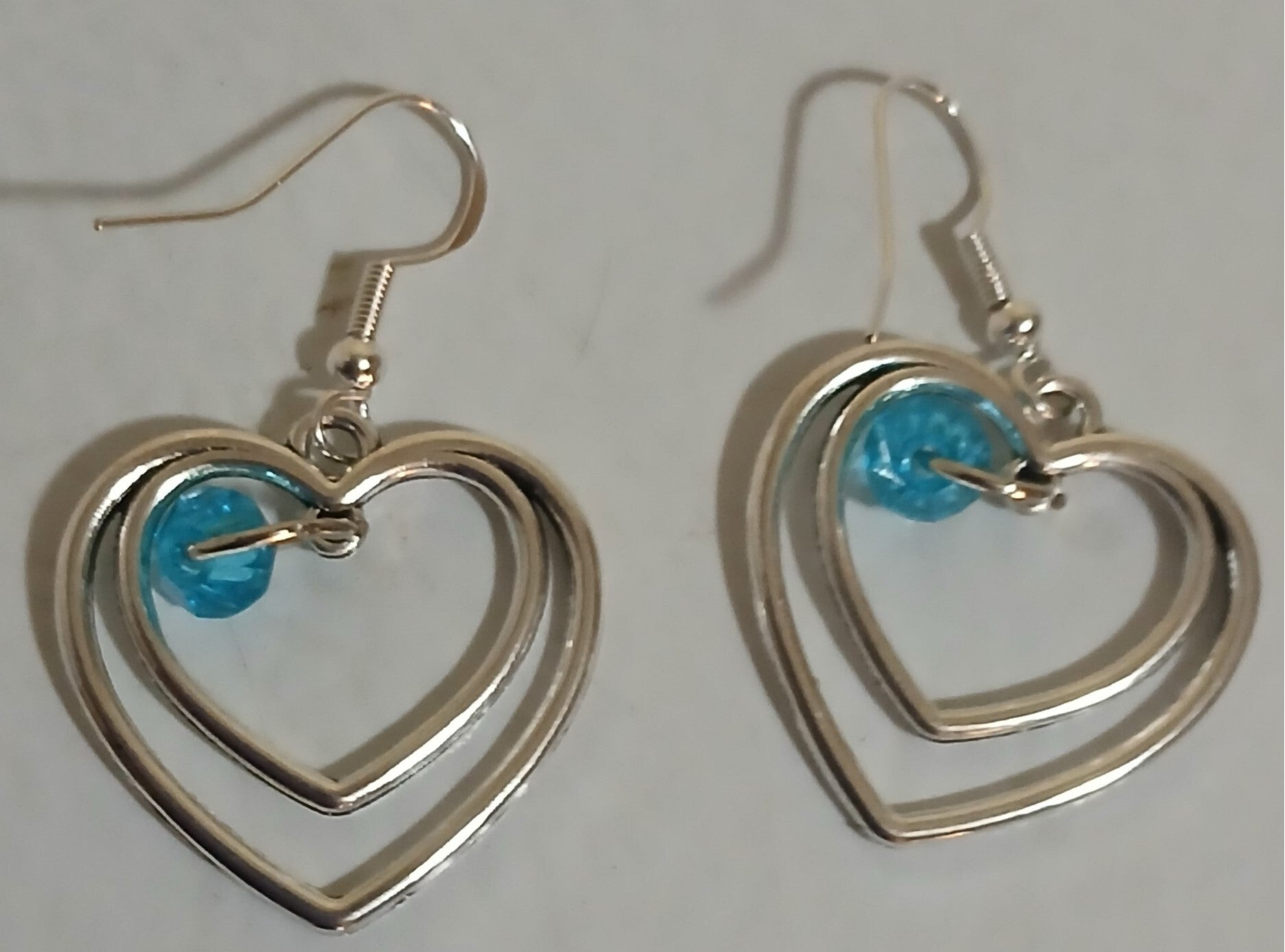 Birthstone March Aquarmarine Silver heart