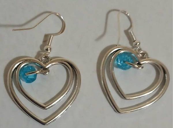 Birthstone March Aquarmarine Silver heart