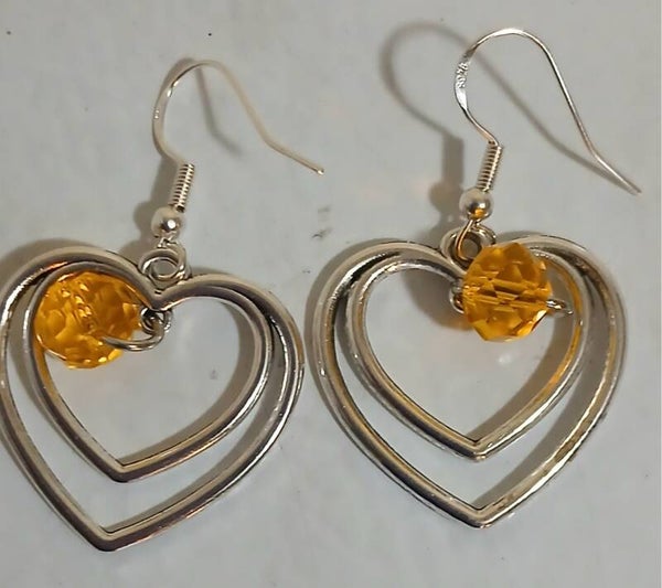 Birthstone November Citrine Silver heart