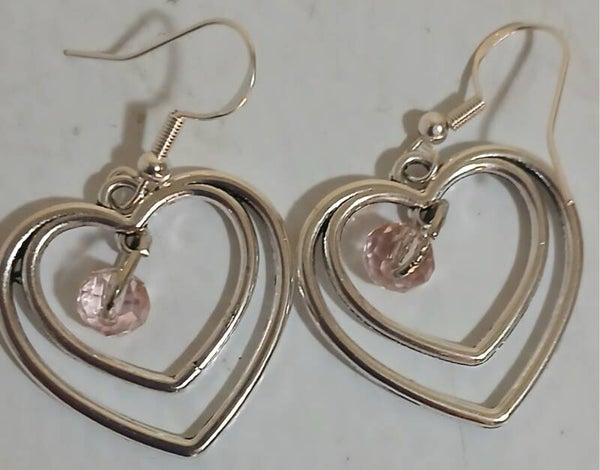 Birthstone October Rose Tourmaline Silver Heart