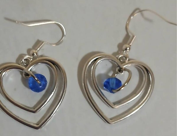 Birthstone September Sapphire Silver heart