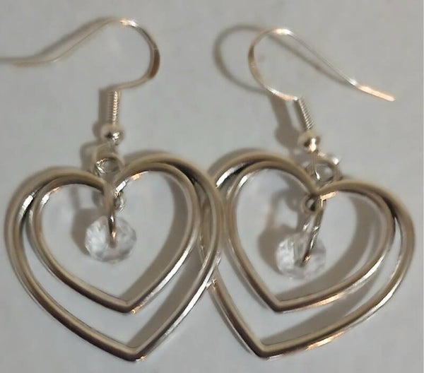 Birthstone April Diamond Silver heart