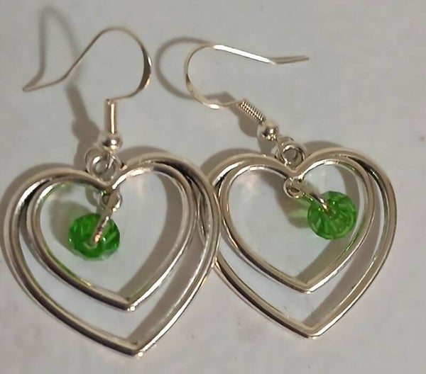 Birthstone August Peridot Silver Heart