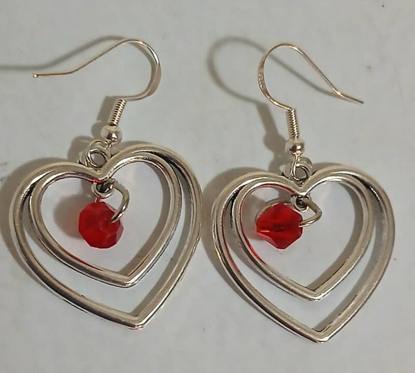 Birthstone January Garnet Silver Heart