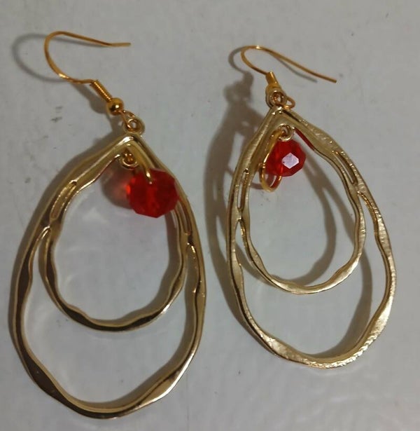 Birthstone January Garnet Hoop Gold