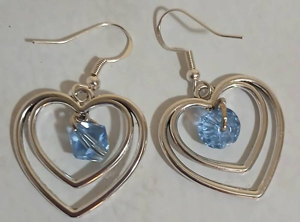 Birthstone 1 December Blue Topaz Silver heart