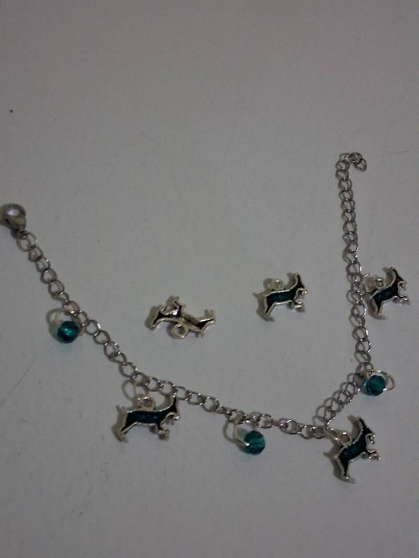 Custom order example: Charm Bracelet metal charms wtih resin on stainless steel