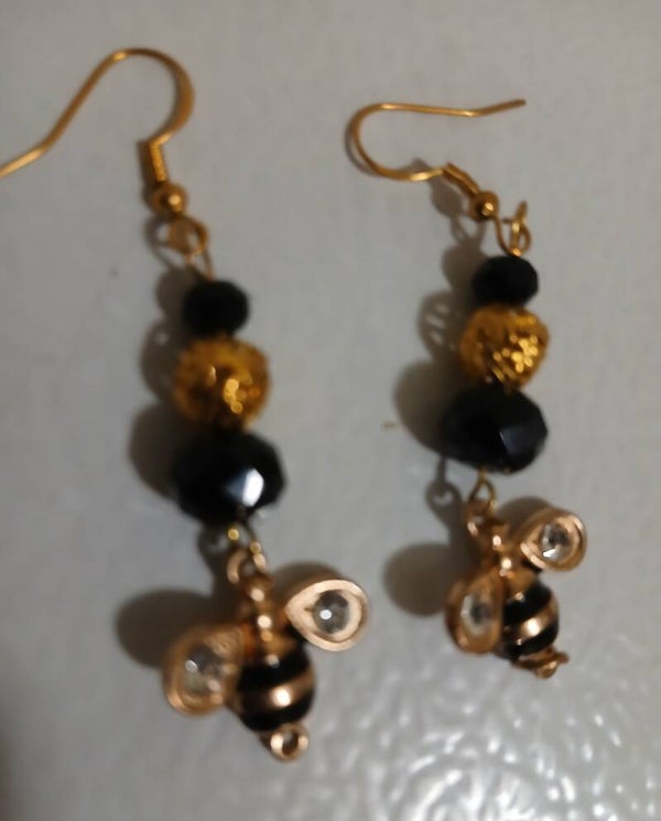 Dangle Bees in Gold and Black