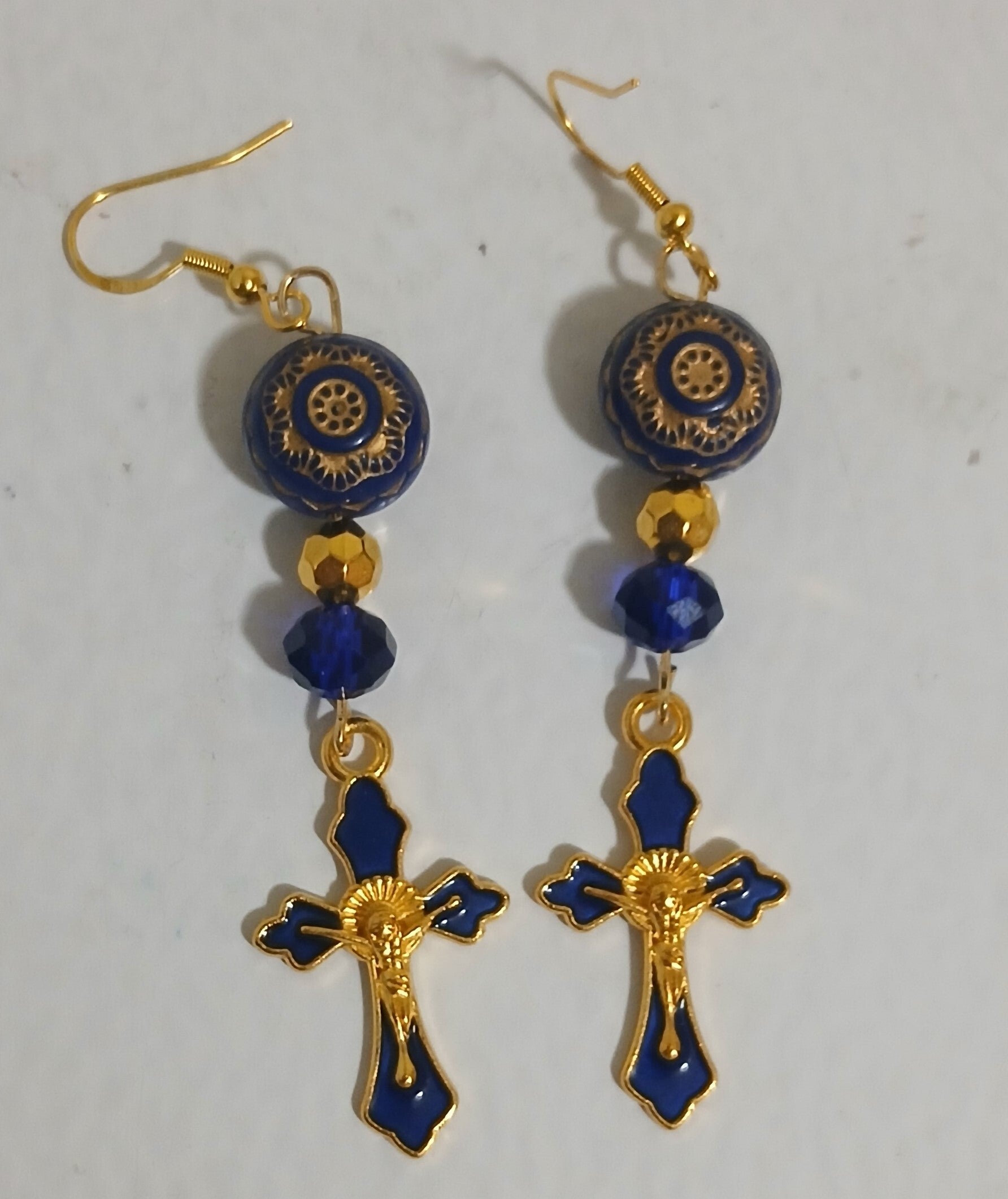 Dangle Blue Cross with gold