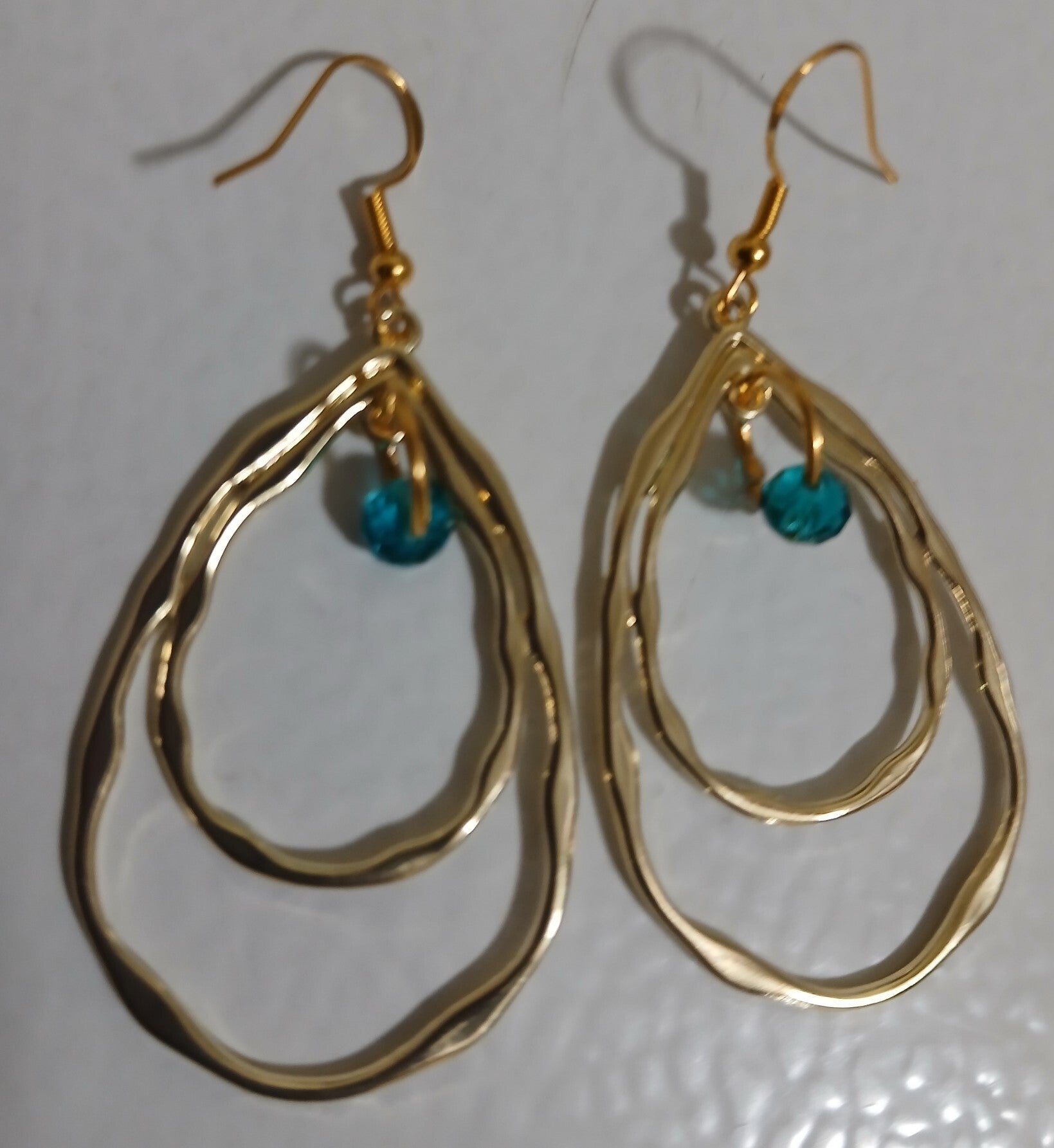 Hoops double hoop with Blue Crystal