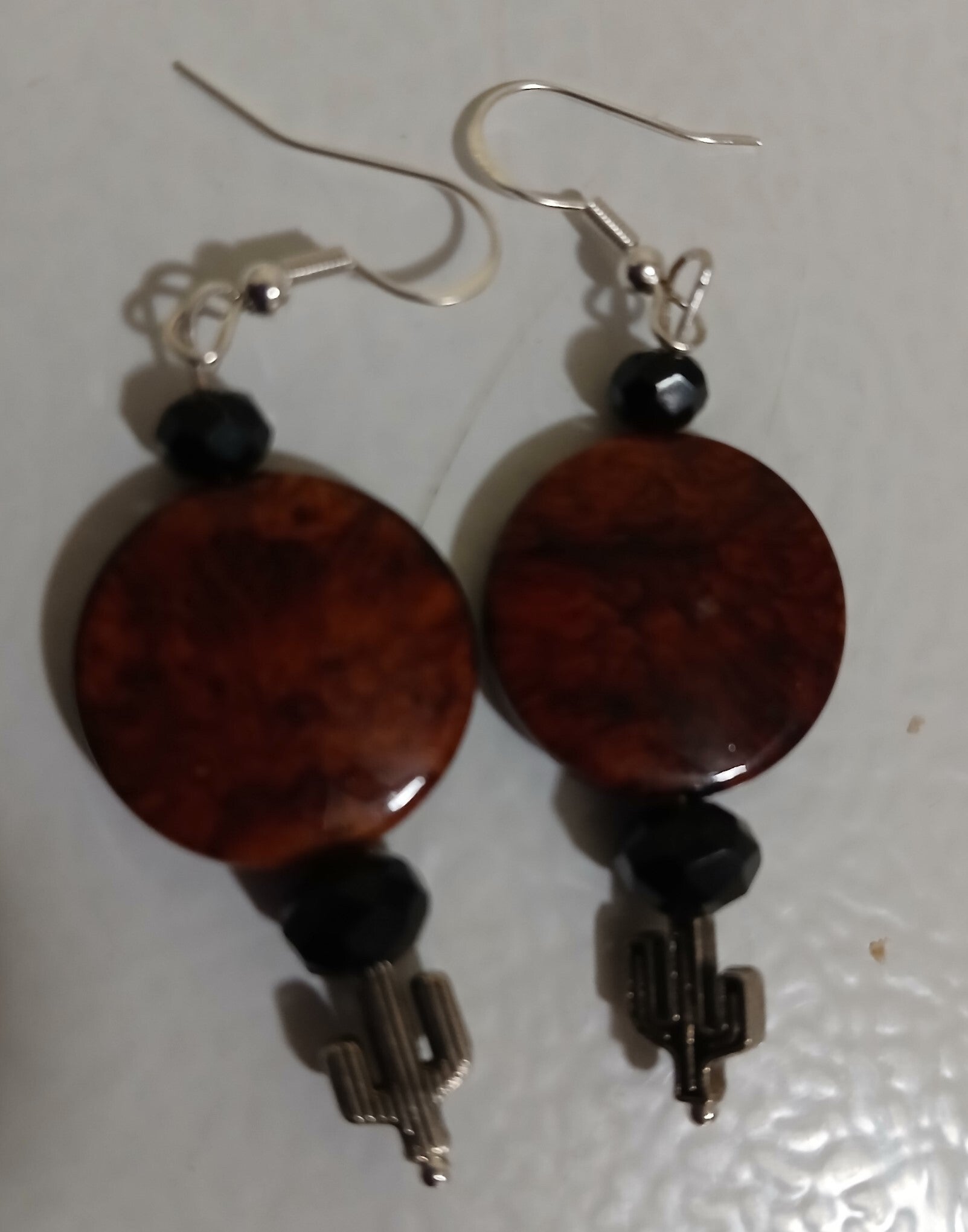 Dangle Rare Tiny Saguaro with brown bead