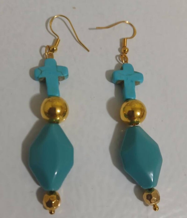 Dangle Turquoise Cross Gold
