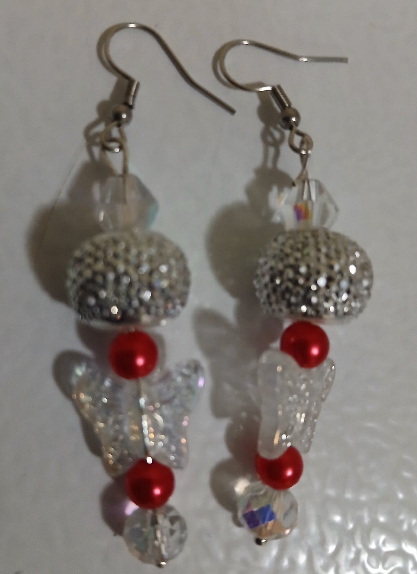 Drop Clear Butterfly with Red Beads
