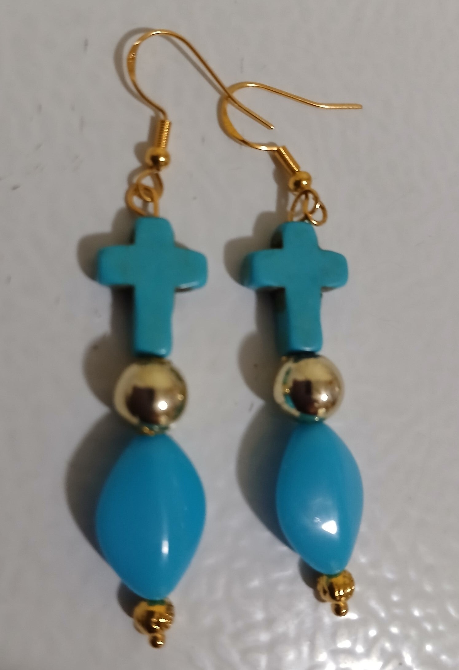 Drop Turquoise Cross in Gold