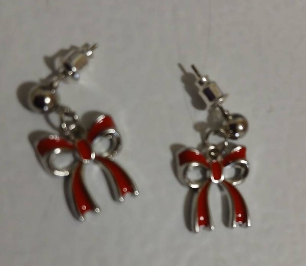 Post with Bow Red Silver