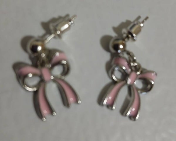 Post with Bow Pink Silver