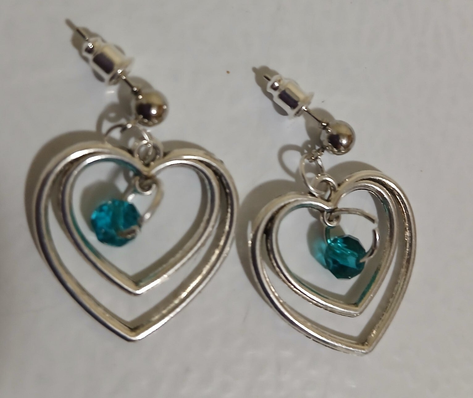 Holiday Valentines (Repeat) Double Heart Blue Crystals