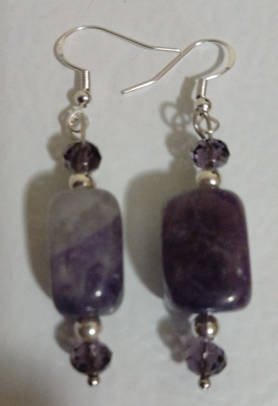 Real Amethyst Rectangle with .925 Sterling Silver
