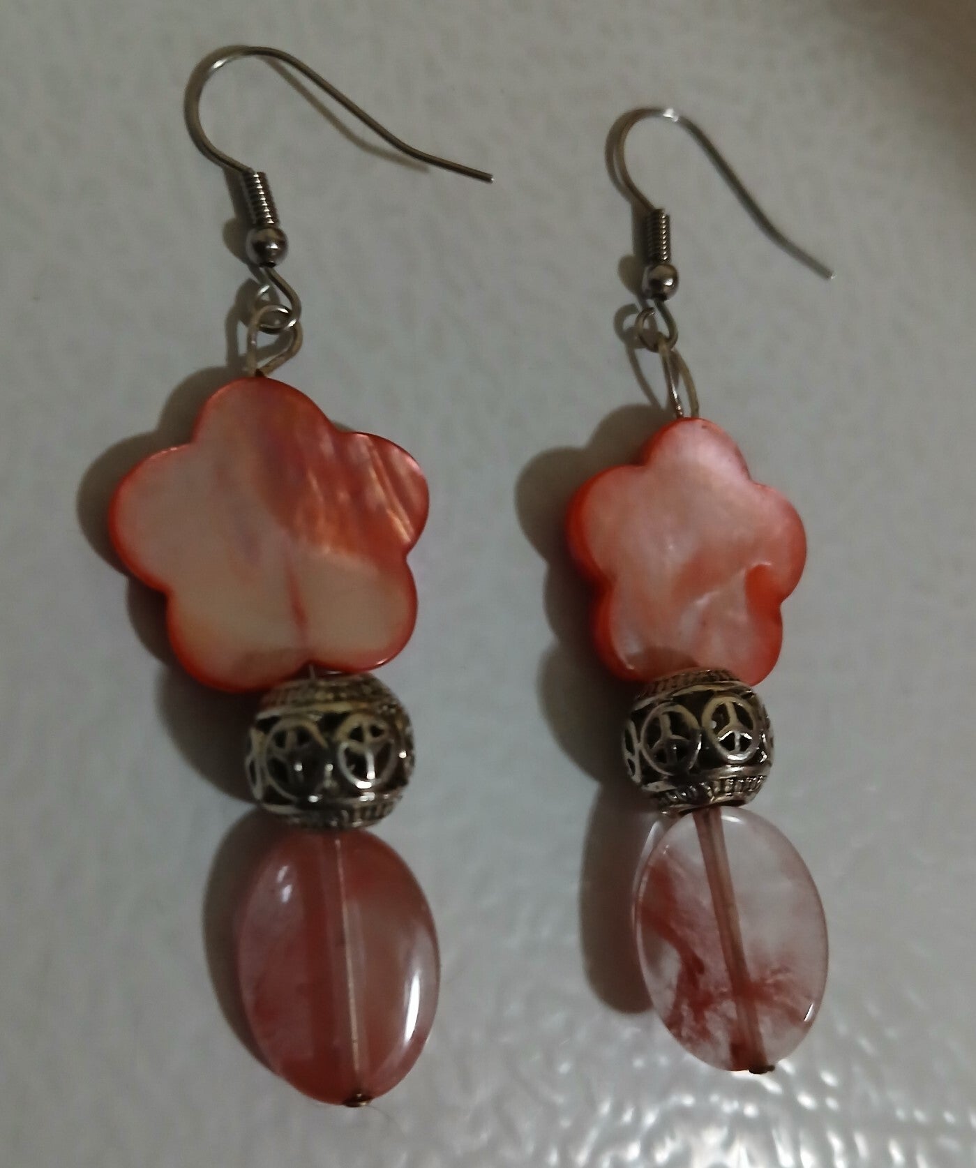 Real shell flower with Rose Quartz