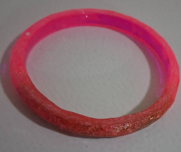 Resin Bracelet Gold foil in Chameleon (hot pink, orange purple) SMALL