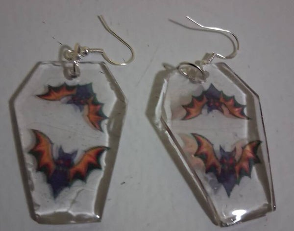 Resin Coffins with bats for sale and custom order colors or pictures