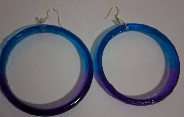 Resin Hoop Earrings blue and purple Custom order your colors