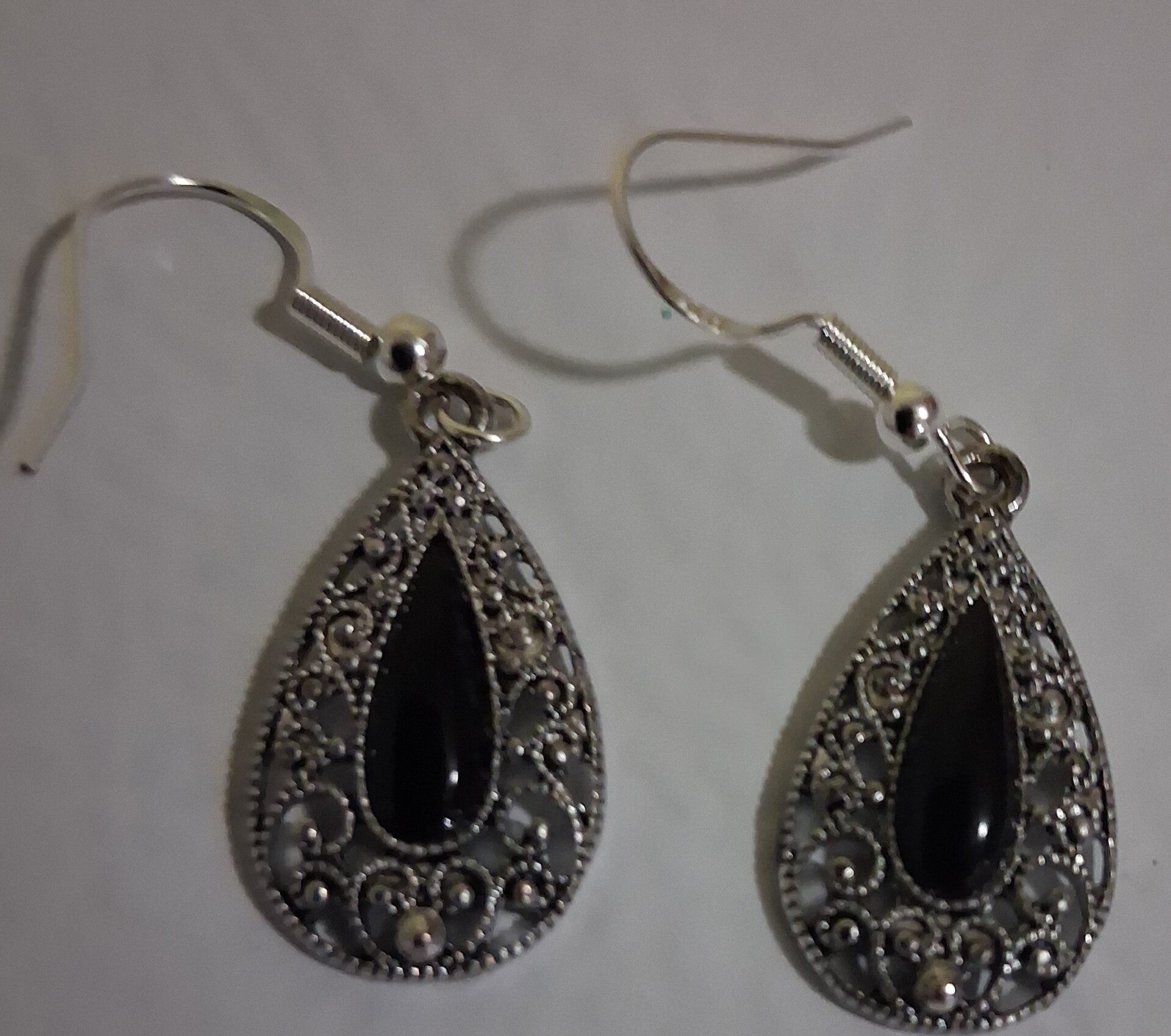 Vintage teardrop earrings with my real silver fish hooks