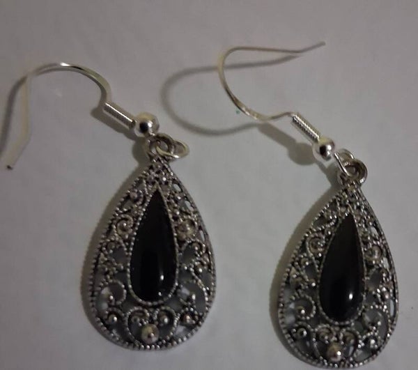 Vintage teardrop earrings with my real silver fish hooks