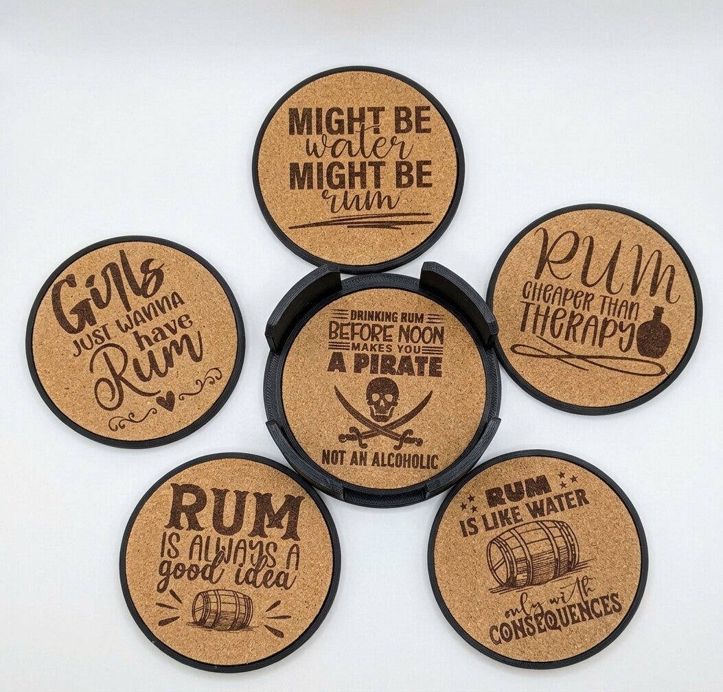 Korkuntersetzer als 6er Set - Rumsprüche