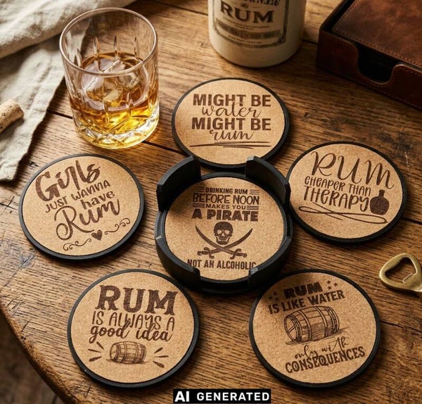 Korkuntersetzer als 6er Set - Rumsprüche