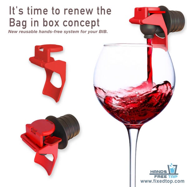 5 red Hands-Free Tap units for wine and vermouth