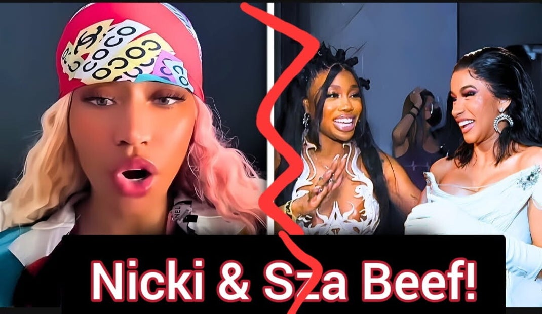 illustration of feud between Nicki Minaj and Sza poster showing rift between the stars
