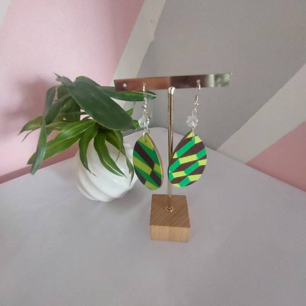 Boucles d’oreilles ONDINE - Arlequin vert