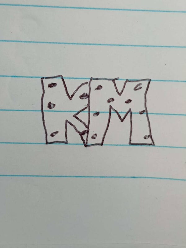 K M initials sterling silver